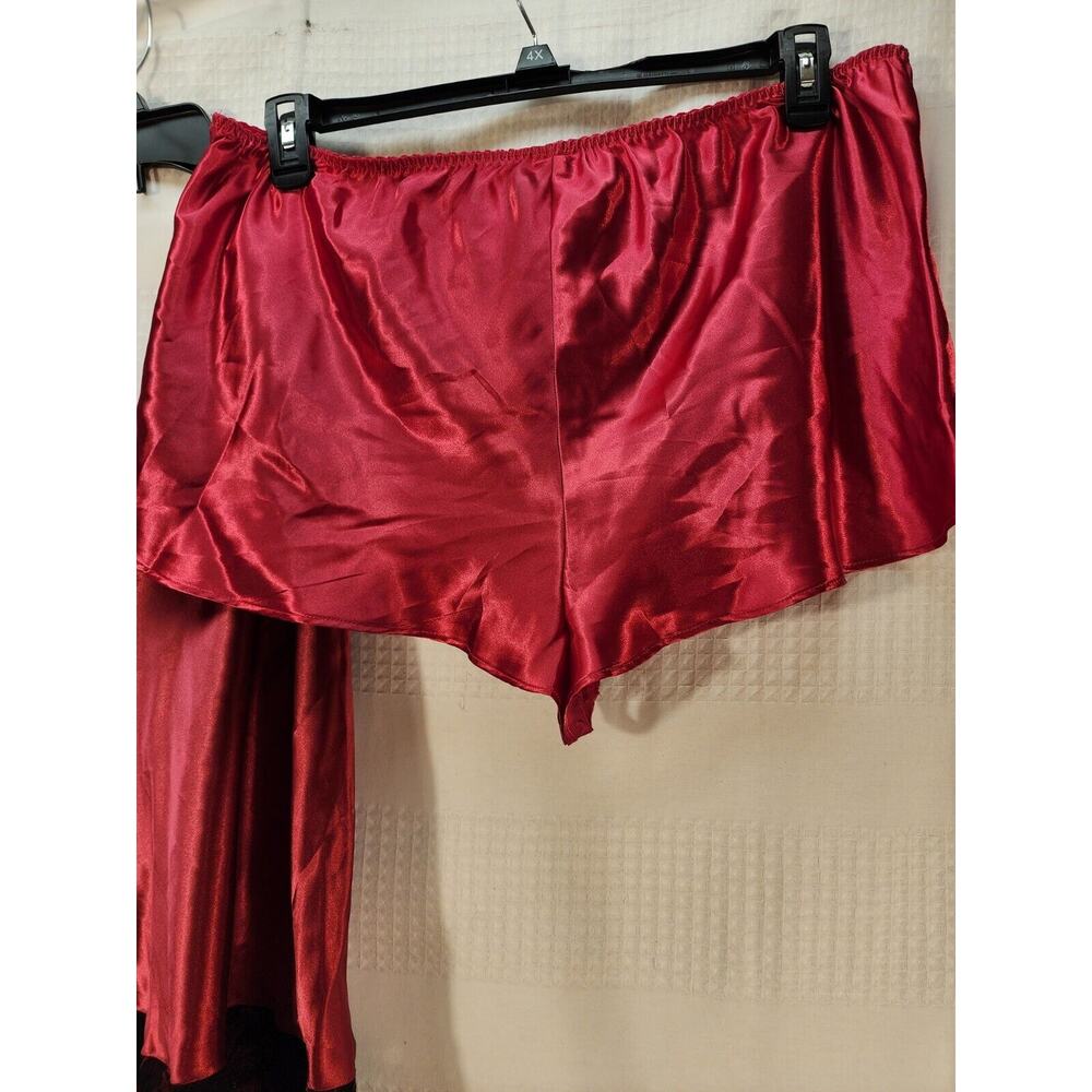 Lilac And London 2 Piece Lingerie Silk Size XXL Lace Hem Red Sleeveless 1689 - Picture 4 of 8